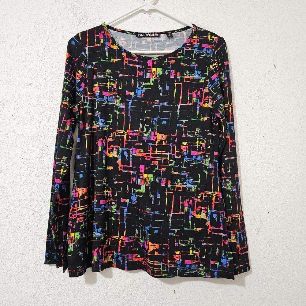 ​SnoSkins Vibrant Abstract "Matrix" Print Long Sleeve Top